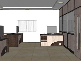 公司办公室室内空间SU模型下载_sketchup草图大师SKP模型