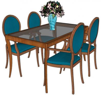 地中海风格餐桌椅家具SU模型下载_sketchup草图大师SKP模型