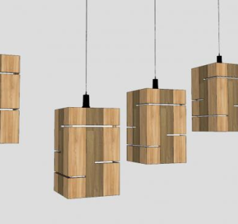 木制吊灯工业木灯SU模型下载_sketchup草图大师SKP模型