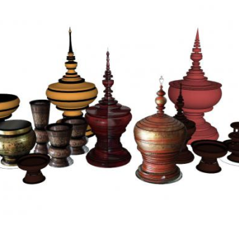 藏式器皿瓶罐SU模型下载_sketchup草图大师SKP模型