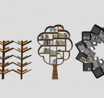 现代创意书架设计SU模型下载_sketchup草图大师SKP模型