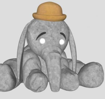 带帽子的布娃娃大象SU模型下载_sketchup草图大师SKP模型