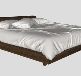 木质双人平板床SU模型下载_sketchup草图大师SKP模型