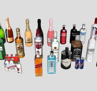 珍贵的洋酒酒瓶子SU模型下载_sketchup草图大师SKP模型