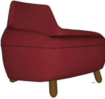 红色坐凳SU模型下载_sketchup草图大师SKP模型