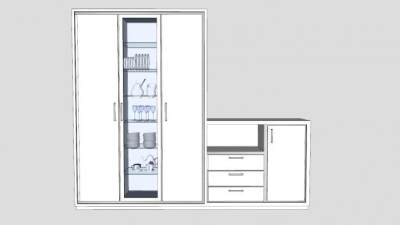 餐柜柜子家具SU模型下载_sketchup草图大师SKP模型