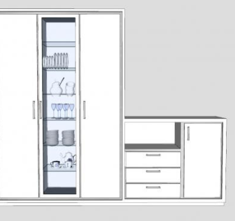 餐柜柜子家具SU模型下载_sketchup草图大师SKP模型