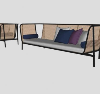 现代沙发和抱枕SU模型下载_sketchup草图大师SKP模型