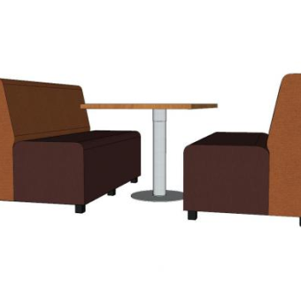 现代餐饮店卡座SU模型下载_sketchup草图大师SKP模型