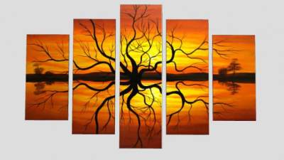 落地枯枝照片墙装饰画SU模型下载_sketchup草图大师SKP模型