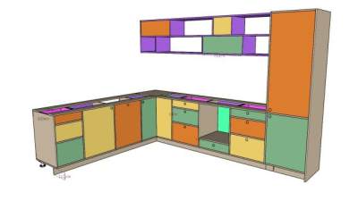 彩色橱柜SU模型下载_sketchup草图大师SKP模型