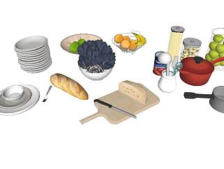 厨房食物厨具餐具用品SU模型下载_sketchup草图大师SKP模型