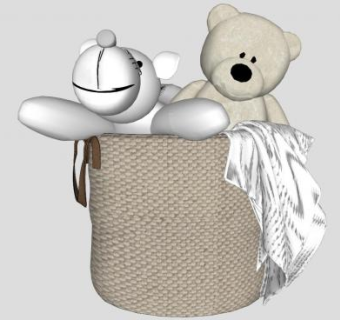 筐筐里的玩具熊SU模型下载_sketchup草图大师SKP模型