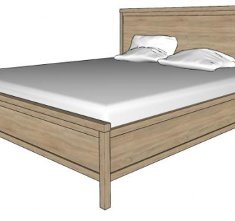 木制双人床铺SU模型下载_sketchup草图大师SKP模型