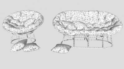 北欧花枕色沙发家SU模型下载_sketchup草图大师SKP模型