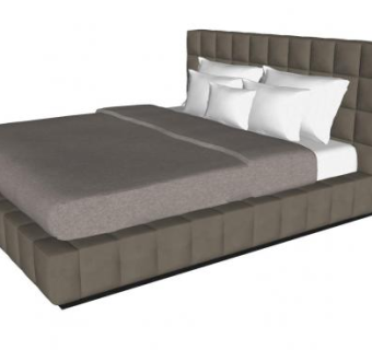 软包双人床家具SU模型下载_sketchup草图大师SKP模型