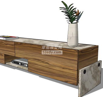 木制大理石电视柜SU模型下载_sketchup草图大师SKP模型