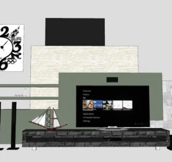 电视柜组合SU模型下载_sketchup草图大师SKP模型