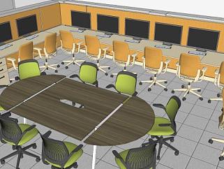 办公会议室室内空间设计SU模型下载_sketchup草图大师SKP模型