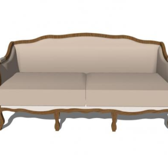 欧简木质沙发SU模型下载_sketchup草图大师SKP模型