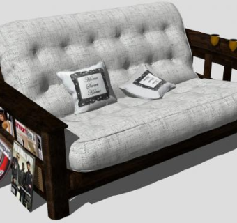 欧式木沙发带垫子SU模型下载_sketchup草图大师SKP模型