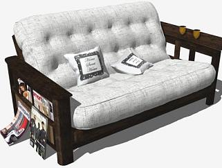欧式木沙发带垫子SU模型下载_sketchup草图大师SKP模型