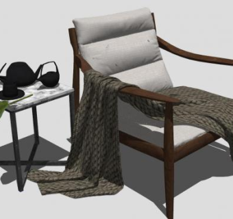 扶手椅茶壶陈设SU模型下载_sketchup草图大师SKP模型