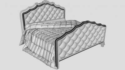 欧式软包双人床家具SU模型下载_sketchup草图大师SKP模型