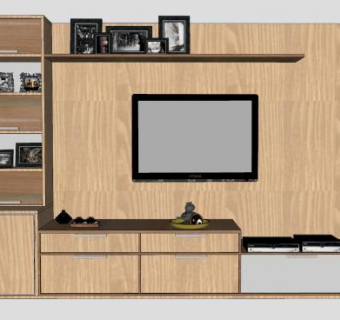电视柜装饰柜组合SU模型下载_sketchup草图大师SKP模型