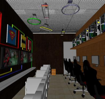 网吧网咖游戏代练室SU模型下载_sketchup草图大师SKP模型