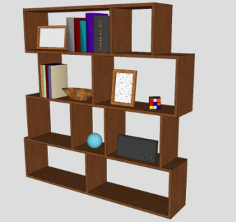 格子书架SU模型下载_sketchup草图大师SKP模型