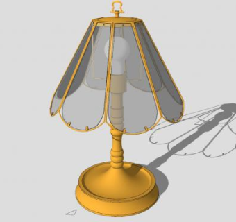 黄铜色台灯桌灯SU模型下载_sketchup草图大师SKP模型