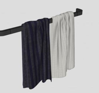 挂在毛巾架上的毛巾SU模型下载_sketchup草图大师SKP模型