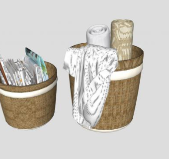 陈设品桶装书籍SU模型下载_sketchup草图大师SKP模型