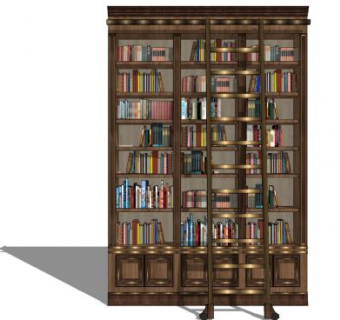 爬梯书柜SU模型下载_sketchup草图大师SKP模型