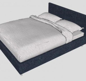 现代软床床铺SU模型下载_sketchup草图大师SKP模型