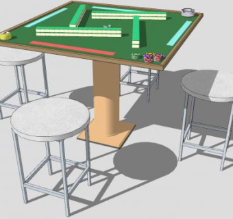 麻将桌和筹码SU模型下载_sketchup草图大师SKP模型