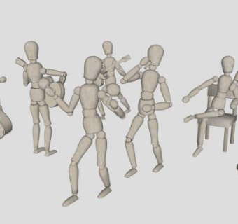木偶摆件人偶SU模型下载_sketchup草图大师SKP模型