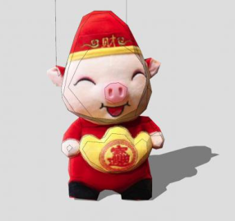 新年猪招财进宝SU模型下载_sketchup草图大师SKP模型