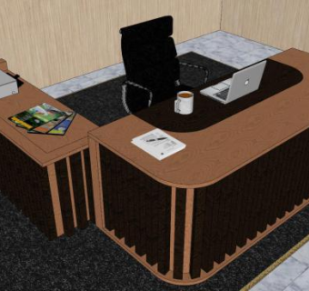 老板办公桌椅SU模型下载_sketchup草图大师SKP模型