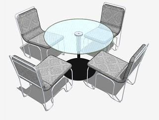 玻璃圆桌咖啡桌椅SU模型下载_sketchup草图大师SKP模型
