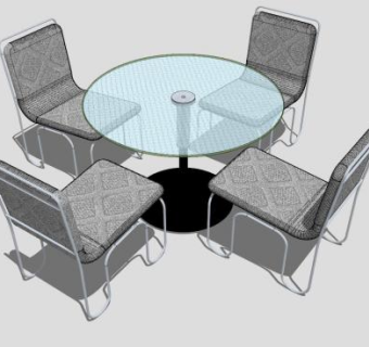 玻璃圆桌咖啡桌椅SU模型下载_sketchup草图大师SKP模型