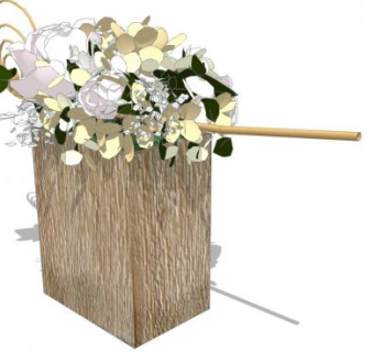 木制花盆装饰SU模型下载_sketchup草图大师SKP模型