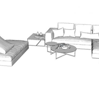 白模沙发家具SU模型下载_sketchup草图大师SKP模型