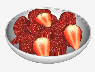 一碟水果<em>草莓</em>SU模型下载_sketchup草图大师SKP模型