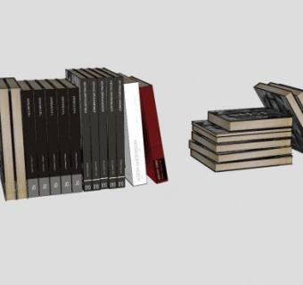 书本装饰摆放SU模型下载_sketchup草图大师SKP模型