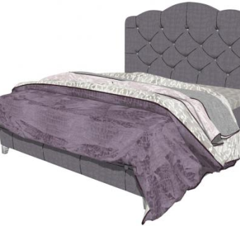 豪华软包床床铺SU模型下载_sketchup草图大师SKP模型