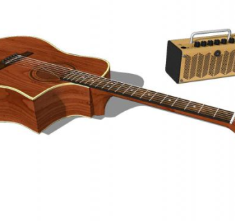 木吉他乐器SU模型下载_sketchup草图大师SKP模型