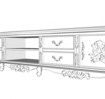 欧式电视柜白模SU模型下载_sketchup草图大师SKP模型