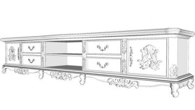 欧式电视柜白模SU模型下载_sketchup草图大师SKP模型